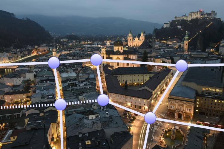 Salzburg mit Knoten Graph